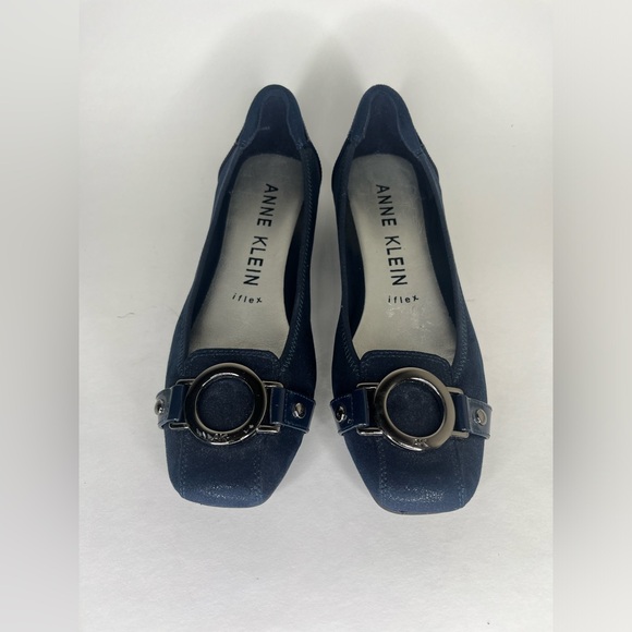 anne klein shoes Slip Ons Wedge Women Size 8.5M Blue Textile Comfort Logo - Picture 12 of 15